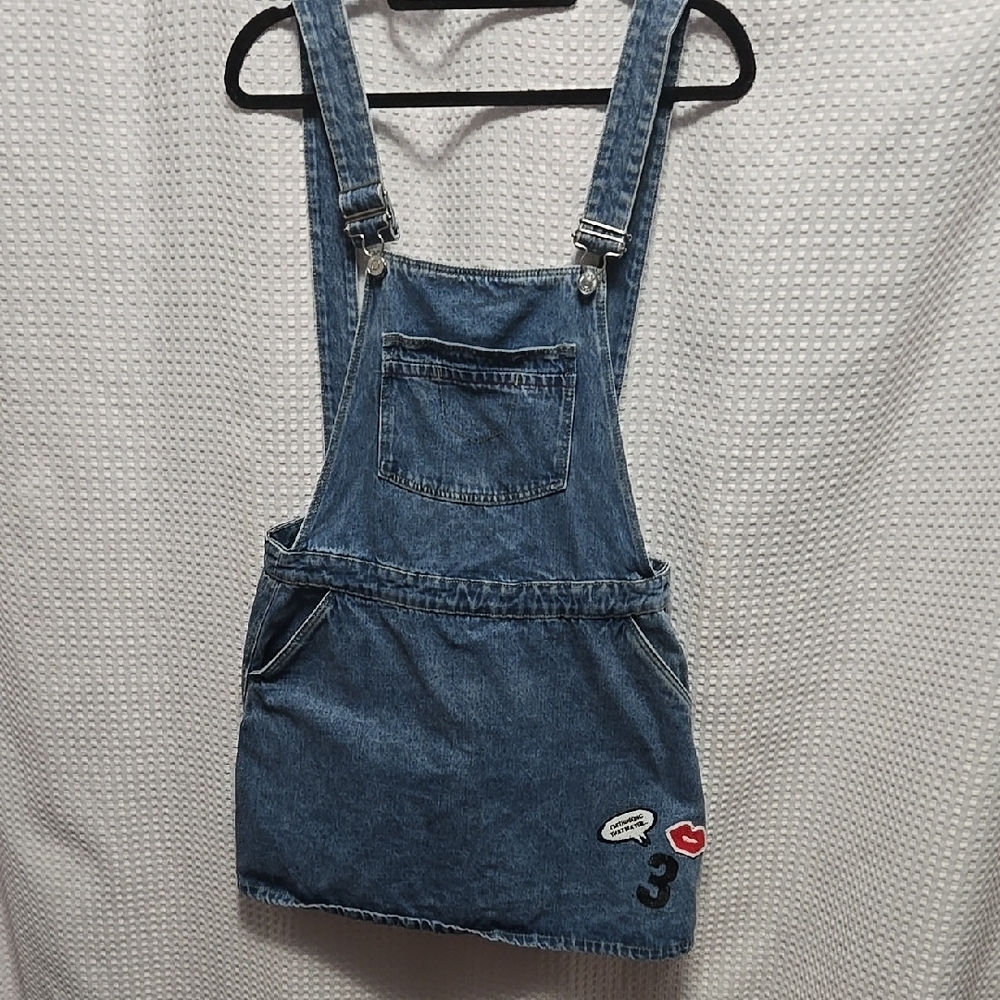 Blue Mini Denim Overall Dress for Casual Wear